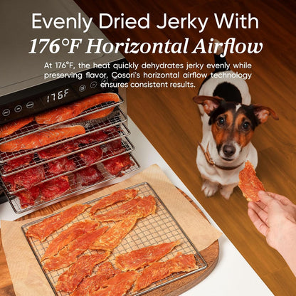 COSORI Food Dehydrator for Jerky, 176°F Temperature Control, 5 Stainless Steel Trays Dryer Machine, 4 Presets, 48H Timer, for Dog Treats, Meat, Fruit, Veggies, Snacks, Recipe Book Included