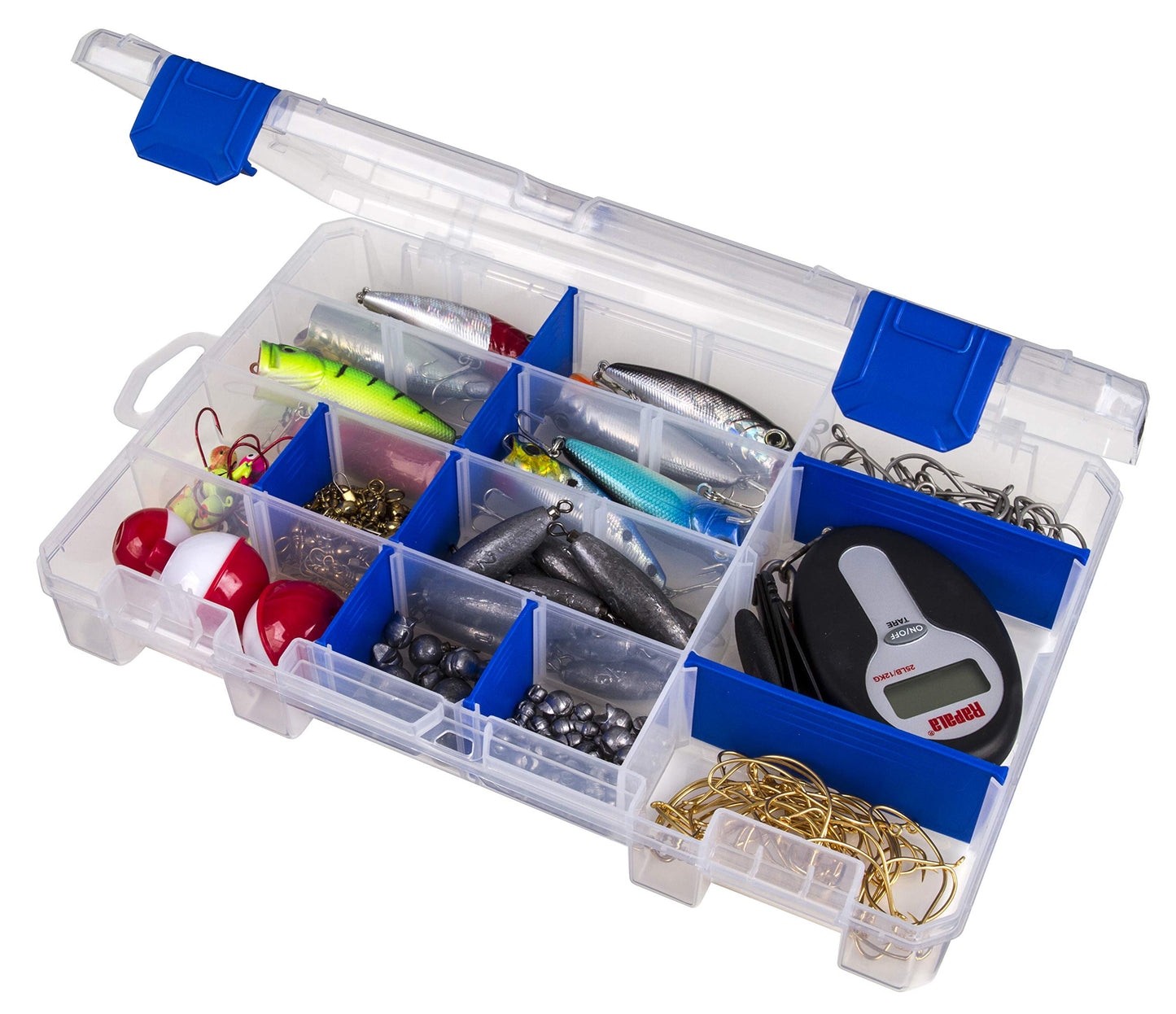 Flambeau Outdoors 4007 Fishing Tackle Box - Includes 12 Dividers, 24 Compartments, Clear Tackle Box Fishing Lure Organizer, Tuff Tainer Tackle Box with Zerust Anti-Rust Dividers