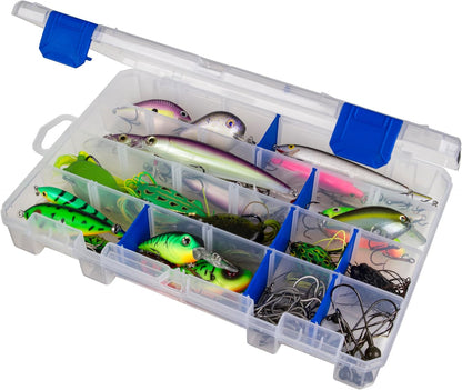 Flambeau Outdoors 4007 Fishing Tackle Box - Includes 12 Dividers, 24 Compartments, Clear Tackle Box Fishing Lure Organizer, Tuff Tainer Tackle Box with Zerust Anti-Rust Dividers