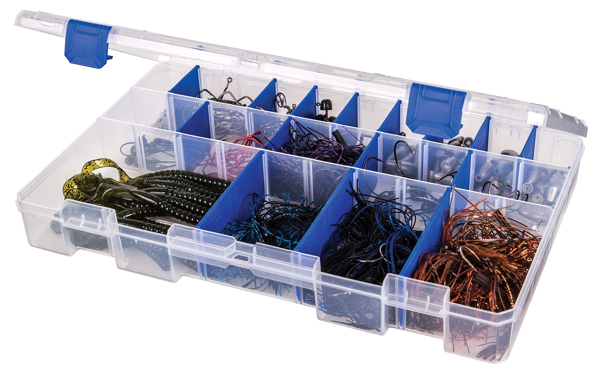 Flambeau Outdoors 4007 Fishing Tackle Box - Includes 12 Dividers, 24 Compartments, Clear Tackle Box Fishing Lure Organizer, Tuff Tainer Tackle Box with Zerust Anti-Rust Dividers