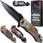 Legal Pocket Knife with 2.95” Serrated Blade, Glass Breaker, Seat Belt Cutter - EDC Sharp Folding Knives with Portable Clip - Small Tool for Tactical Camping Survival Hiking - Gifts for Men 6680