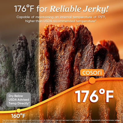 COSORI Food Dehydrator for Jerky, 176°F Temperature Control, 5 Stainless Steel Trays Dryer Machine, 4 Presets, 48H Timer, for Dog Treats, Meat, Fruit, Veggies, Snacks, Recipe Book Included