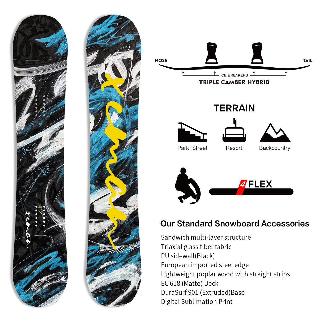 Snowboard accept customized logo